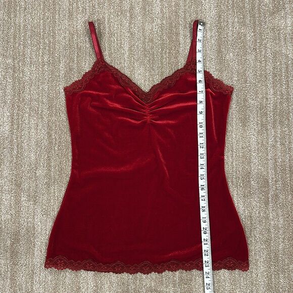 Apt. 9 Stretch Red Velvet Lace Y2K Cami Adjustable Straps Women Size Medium - Picture 4 of 7